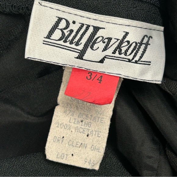 Vintage Long Sleeveless Evening Dress Round Neck‎ Slit Crepe Black Classic Glam - Picture 11 of 12